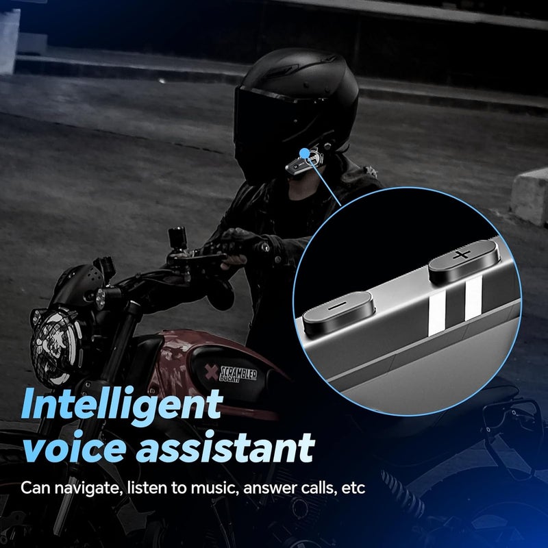 JZAQ خوذة دراجة نارية مع سماعة بلوتوث، جودة صوت عالية، سماعة رياضية مقاومة للماء، مكبرات صوت بدون استخدام اليدين، تحكم في الموسيقى والمكالمات، إجابة تلقائية، 120 ساعة من وقت التشغيل 1000mAh - Image 5